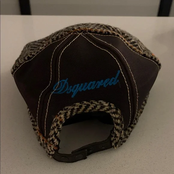 DSQUARED Brown and Blue Herringbone Cap - Picture 2 of 4